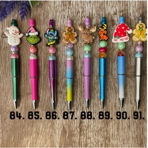 Handcrafted Christmas Ginger Pens Beaded Unique Artisan Gifts Office Accessories